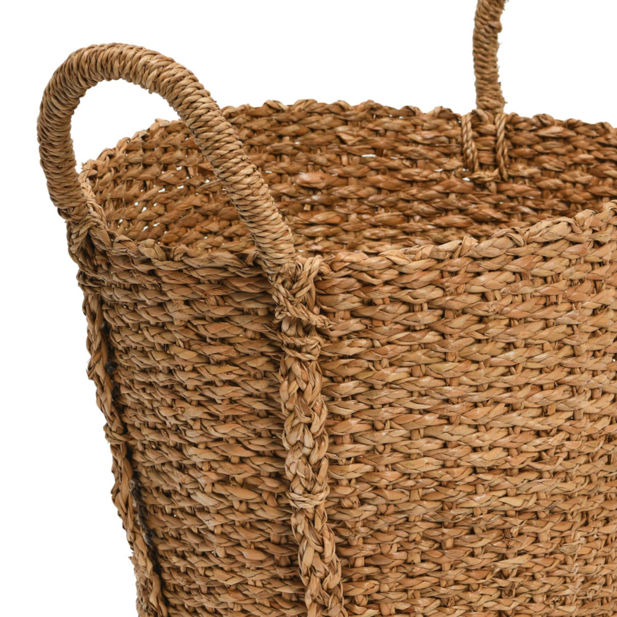 Hello Honey® Natural Handwoven Bankuan Basket with Braided Handles Set